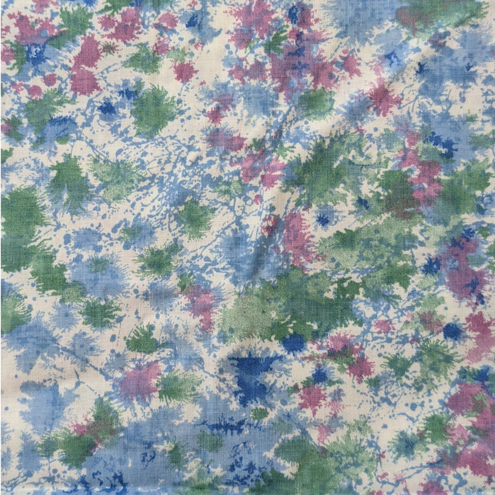 Vintage‎ Abstract Watercolor Fabric, 44" by 2 YDS, Purple Blue Green Splatters